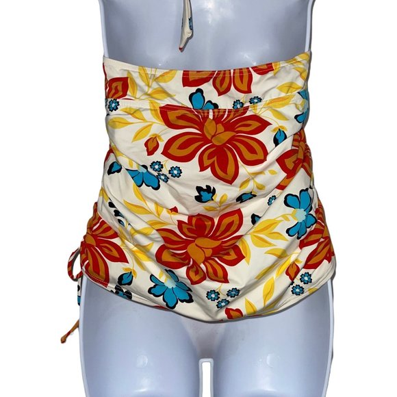 Lands' End Colorful Floral Adjustable Strap Halter Tankini Swim Top Womens 10 - Picture 8 of 9